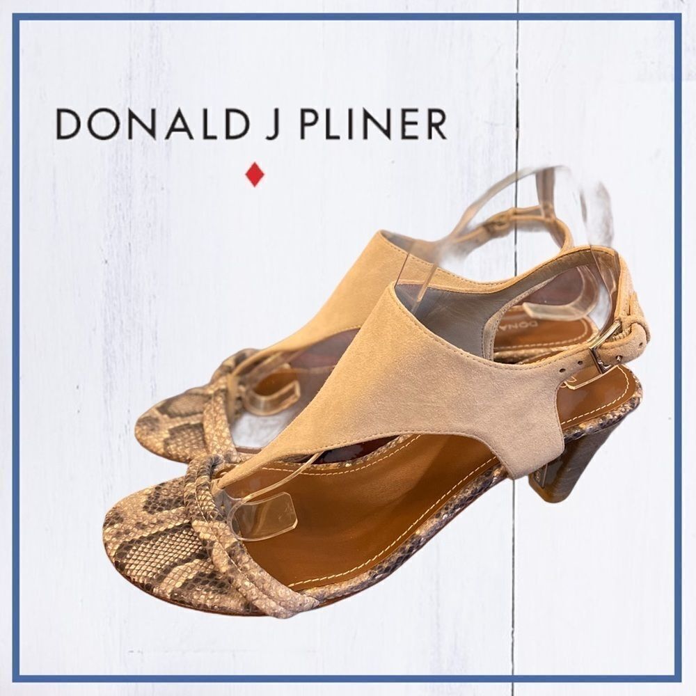 Donald J. Pliner "Valia" T-Strap Grey Heels 8.5